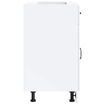 Kitchen Base Cabinet "Kalmar" High Gloss White Engineered Wood