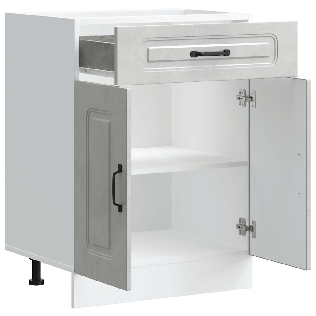 Kitchen Base Cabinet "Kalmar" Concrete Grey Engineered Wood