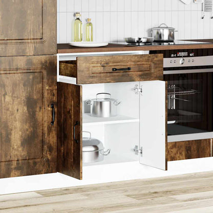 Kitchen Base Cabinet "Kalmar" Smoked Oak Engineered Wood
