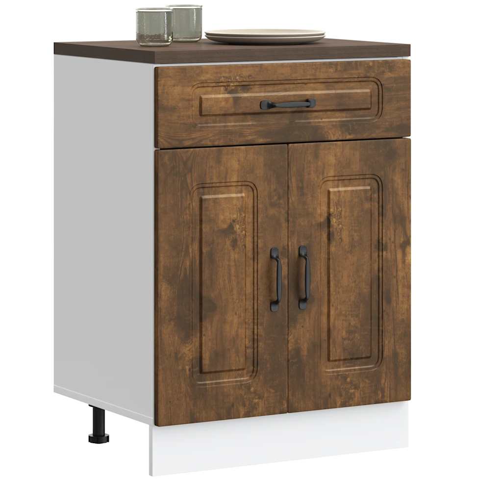 Kitchen Base Cabinet "Kalmar" Smoked Oak Engineered Wood