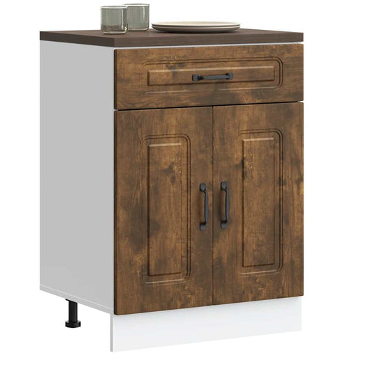 Kitchen Base Cabinet "Kalmar" Smoked Oak Engineered Wood