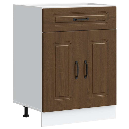 Kitchen Base Cabinet "Kalmar" Brown Oak Engineered Wood