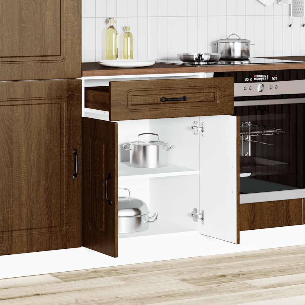 Kitchen Base Cabinet "Kalmar" Brown Oak Engineered Wood