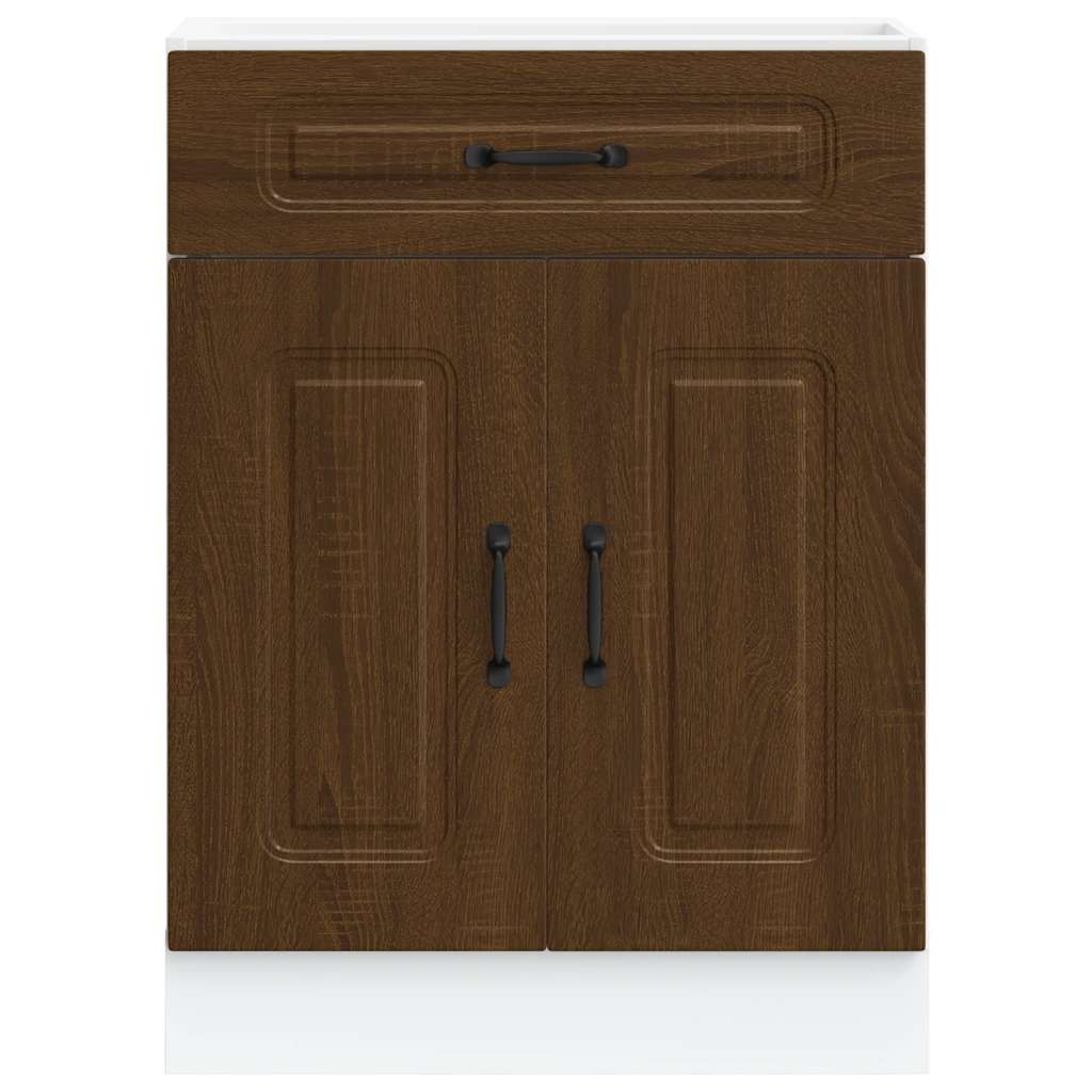 Kitchen Base Cabinet "Kalmar" Brown Oak Engineered Wood