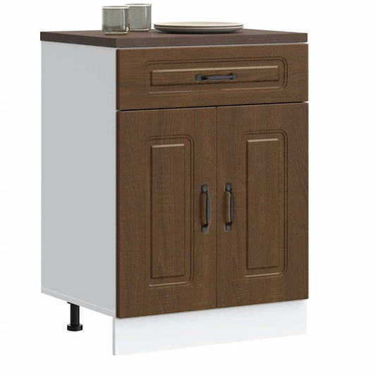Kitchen Base Cabinet "Kalmar" Brown Oak Engineered Wood