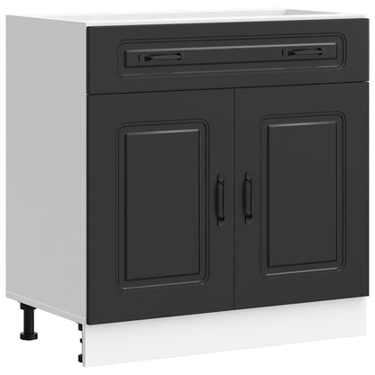 Kitchen Base Cabinet "Kalmar" Black Engineered Wood