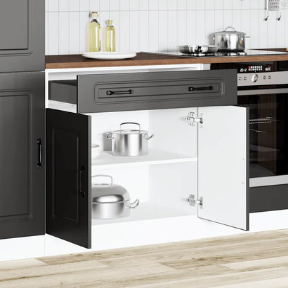 Kitchen Base Cabinet "Kalmar" Black Engineered Wood