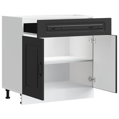 Kitchen Base Cabinet "Kalmar" Black Engineered Wood