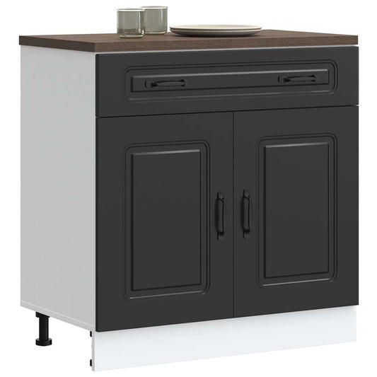 Kitchen Base Cabinet "Kalmar" Black Engineered Wood