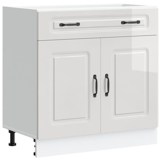 Kitchen Base Cabinet "Kalmar" High Gloss White Engineered Wood