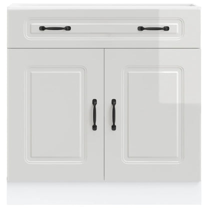 Kitchen Base Cabinet "Kalmar" High Gloss White Engineered Wood