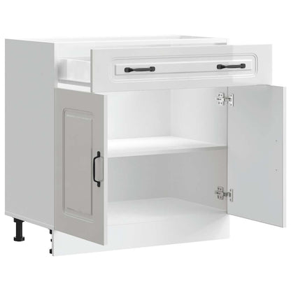 Kitchen Base Cabinet "Kalmar" High Gloss White Engineered Wood
