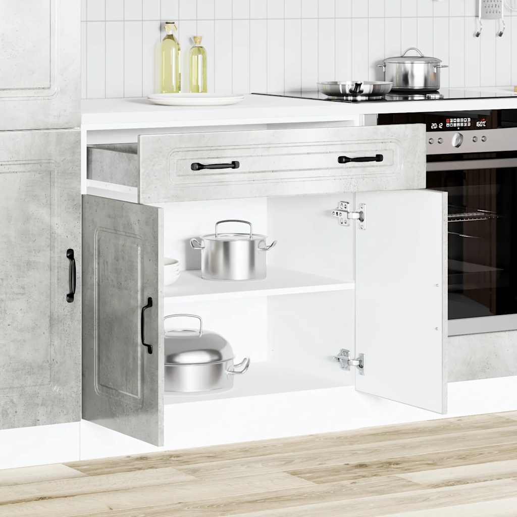 Kitchen Base Cabinet "Kalmar" Concrete Grey Engineered Wood