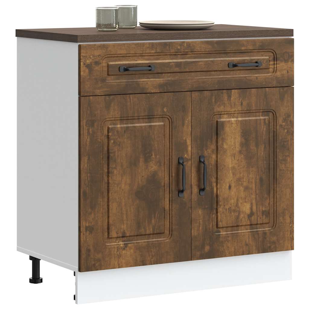 Kitchen Base Cabinet "Kalmar" Smoked Oak Engineered Wood
