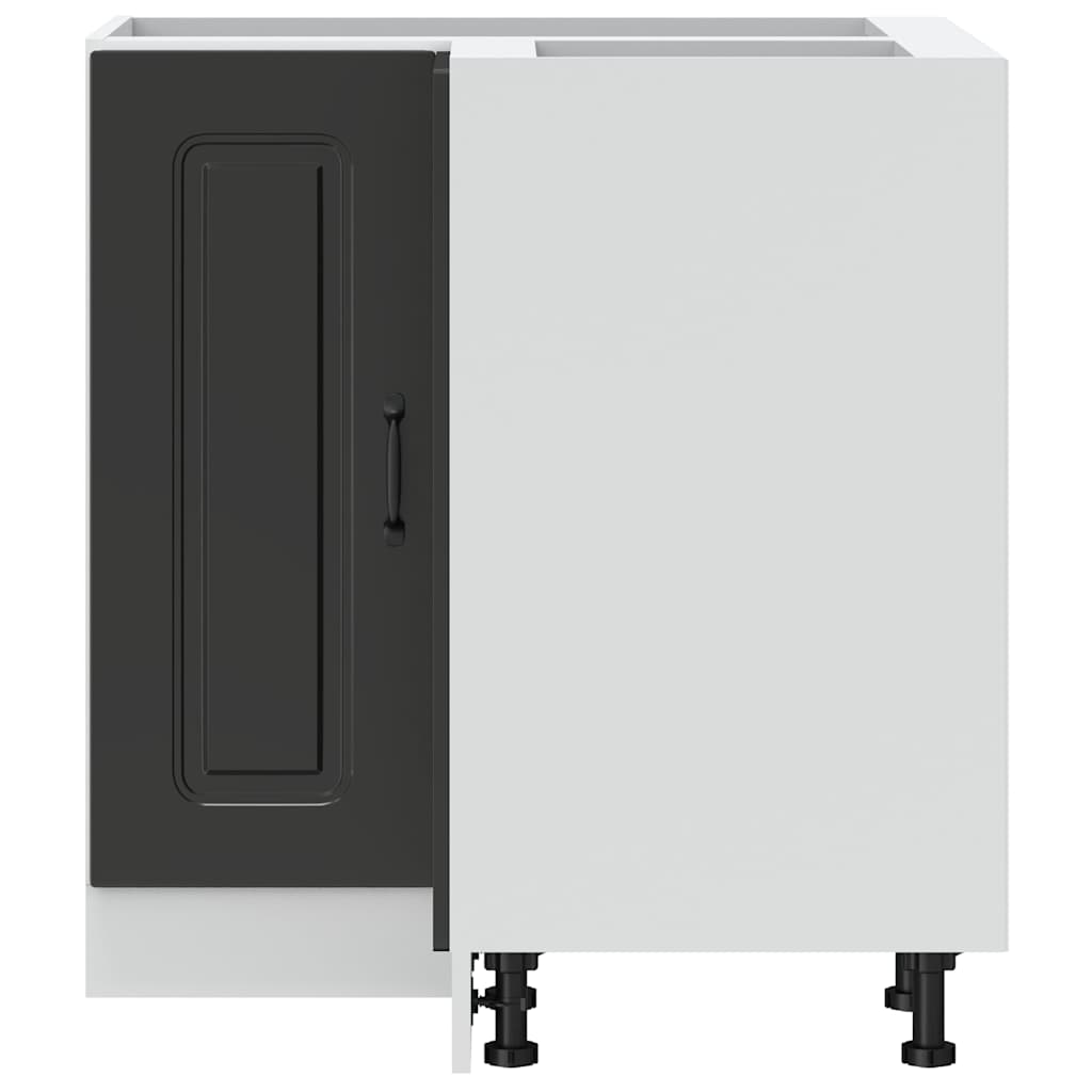 Kitchen Corner Base Cabinet "Kalmar" Black Engineered Wood