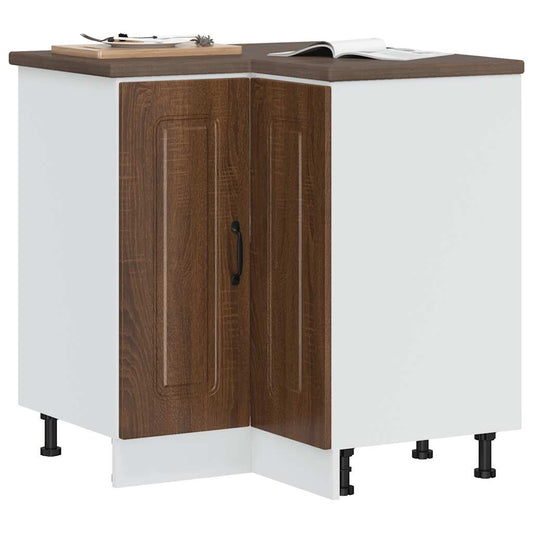 Kitchen Corner Base Cabinet "Kalmar" Brown Oak Engineered Wood