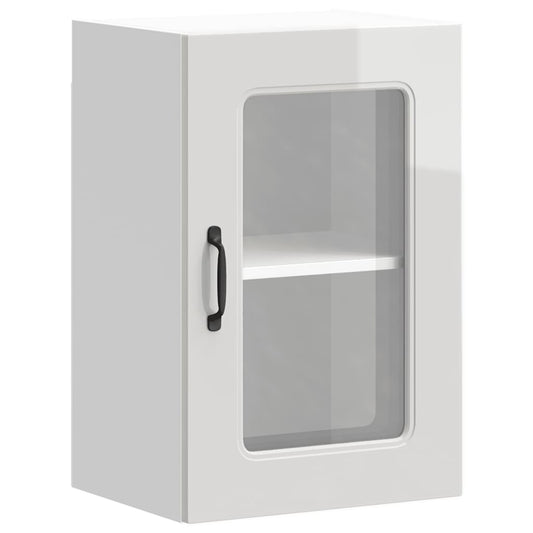 Kitchen Wall Cabinet with Glass Door "Kalmar" High Gloss White
