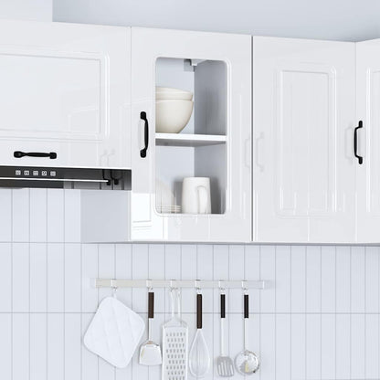 Kitchen Wall Cabinet with Glass Door "Kalmar" High Gloss White