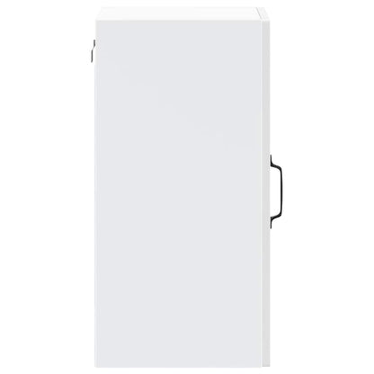 Kitchen Wall Cabinet with Glass Door Kalmar High Gloss White Engineered Wood