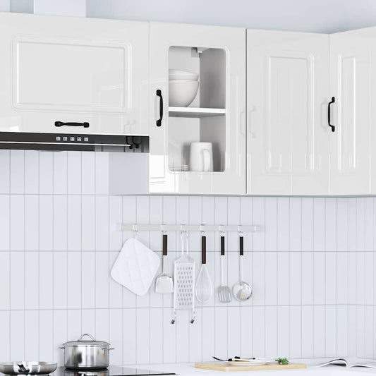 Kitchen Wall Cabinet with Glass Door "Kalmar" High Gloss White