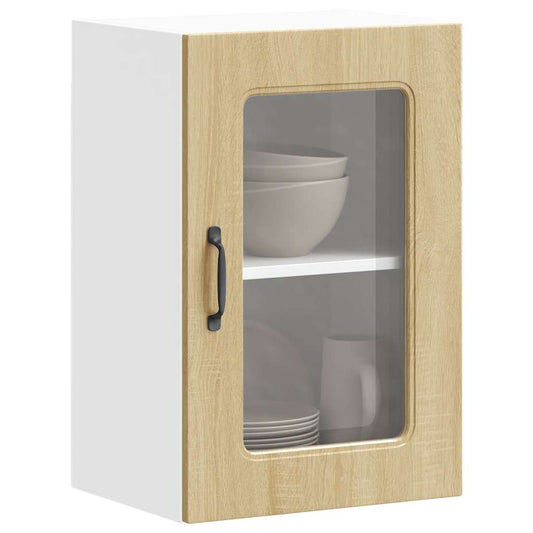 Kitchen Wall Cabinet with Glass Door "Kalmar" Sonoma Oak
