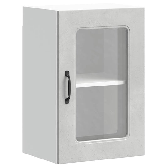 Kitchen Wall Cabinet with Glass Door "Kalmar" Concrete Grey