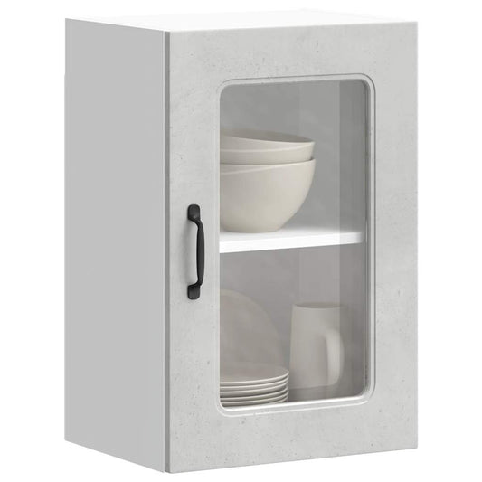 Kitchen Wall Cabinet with Glass Door "Kalmar" Concrete Grey