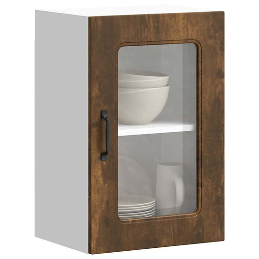Kitchen Wall Cabinet with Glass Door "Kalmar" Smoked Oak