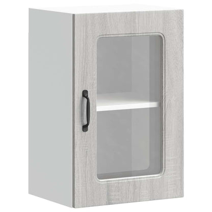 Kitchen Wall Cabinet with Glass Door "Kalmar" Grey Sonoma