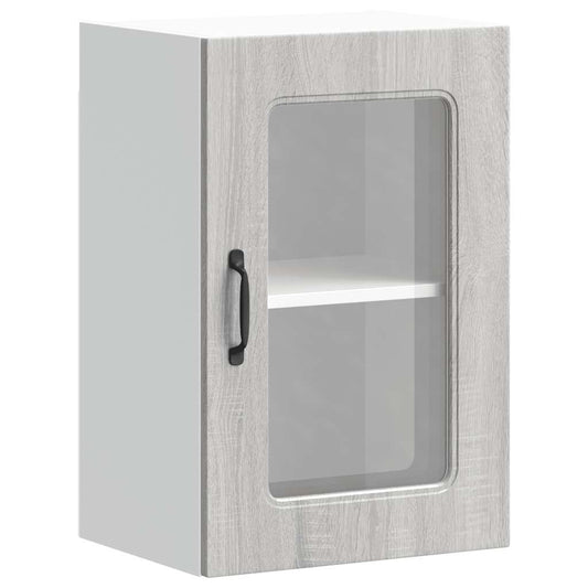 Kitchen Wall Cabinet with Glass Door "Kalmar" Grey Sonoma