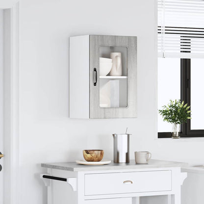 Kitchen Wall Cabinet with Glass Door "Kalmar" Grey Sonoma