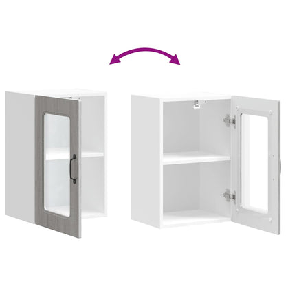 Kitchen Wall Cabinet with Glass Door "Kalmar" Grey Sonoma