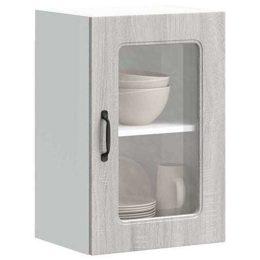 Kitchen Wall Cabinet with Glass Door "Kalmar" Grey Sonoma