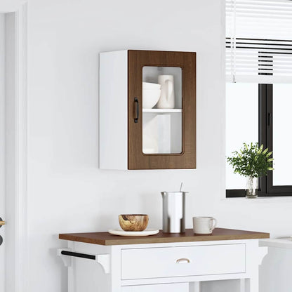 Kitchen Wall Cabinet with Glass Door "Kalmar" Brown Oak