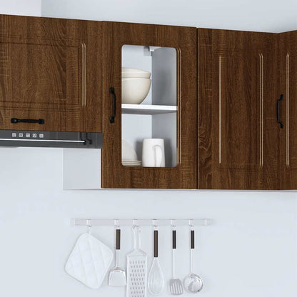 Kitchen Wall Cabinet with Glass Door "Kalmar" Brown Oak