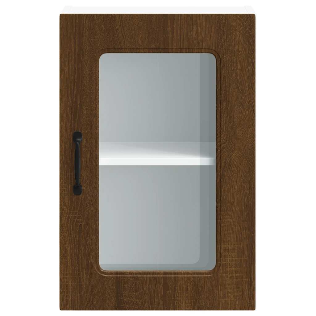 Kitchen Wall Cabinet with Glass Door "Kalmar" Brown Oak