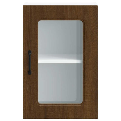 Kitchen Wall Cabinet with Glass Door "Kalmar" Brown Oak