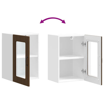 Kitchen Wall Cabinet with Glass Door "Kalmar" Brown Oak