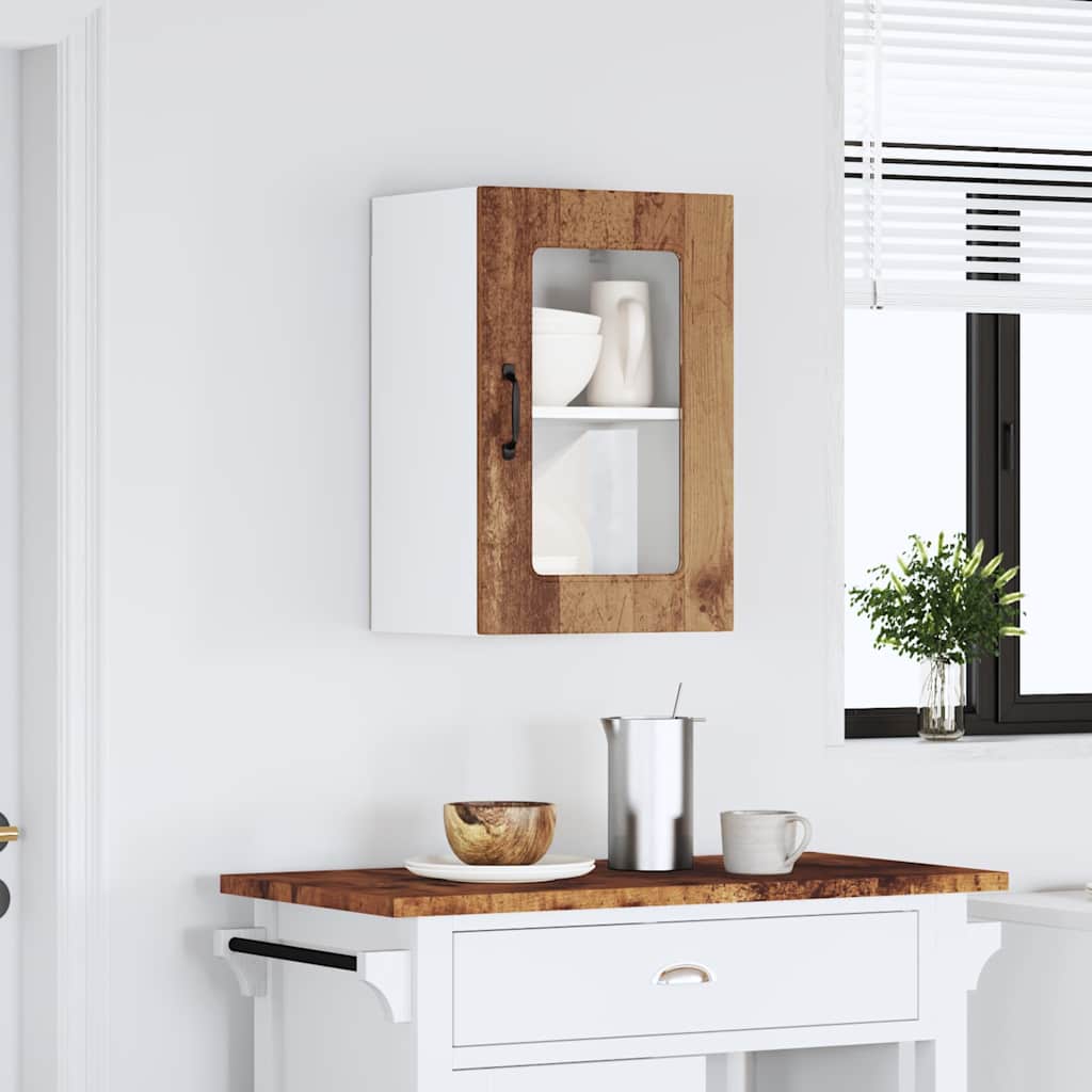 Kitchen Wall Cabinet with Glass Door "Kalmar" Old Wood
