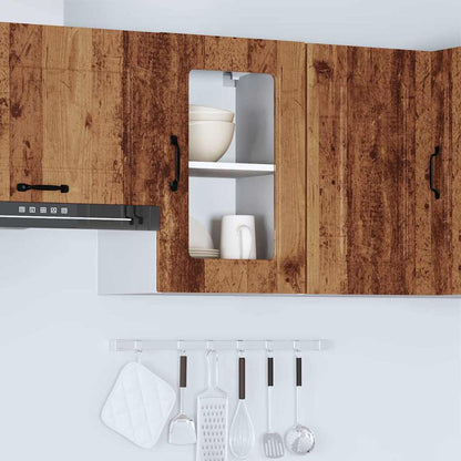 Kitchen Wall Cabinet with Glass Door "Kalmar" Old Wood