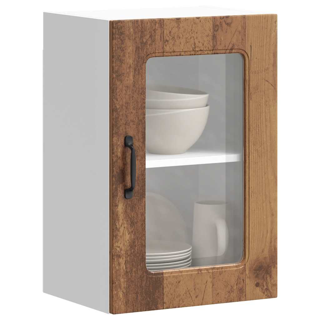 Kitchen Wall Cabinet with Glass Door "Kalmar" Old Wood