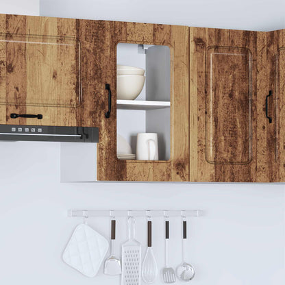 Kitchen Wall Cabinet with Glass Door "Kalmar" Old Wood