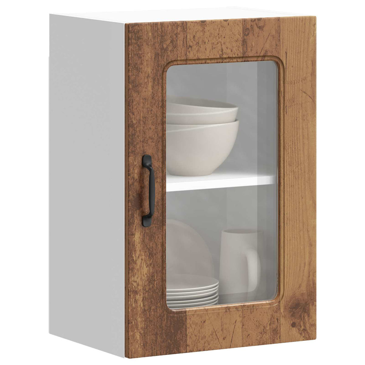 Kitchen Wall Cabinet with Glass Door "Kalmar" Old Wood