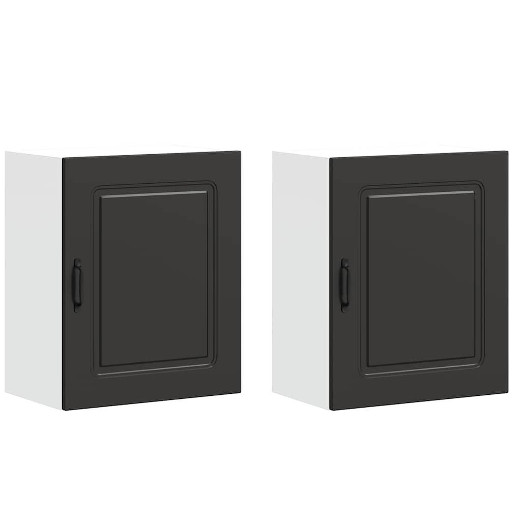 Kitchen Wall Cabinets 2 pcs Kalmar Black Engineered Wood