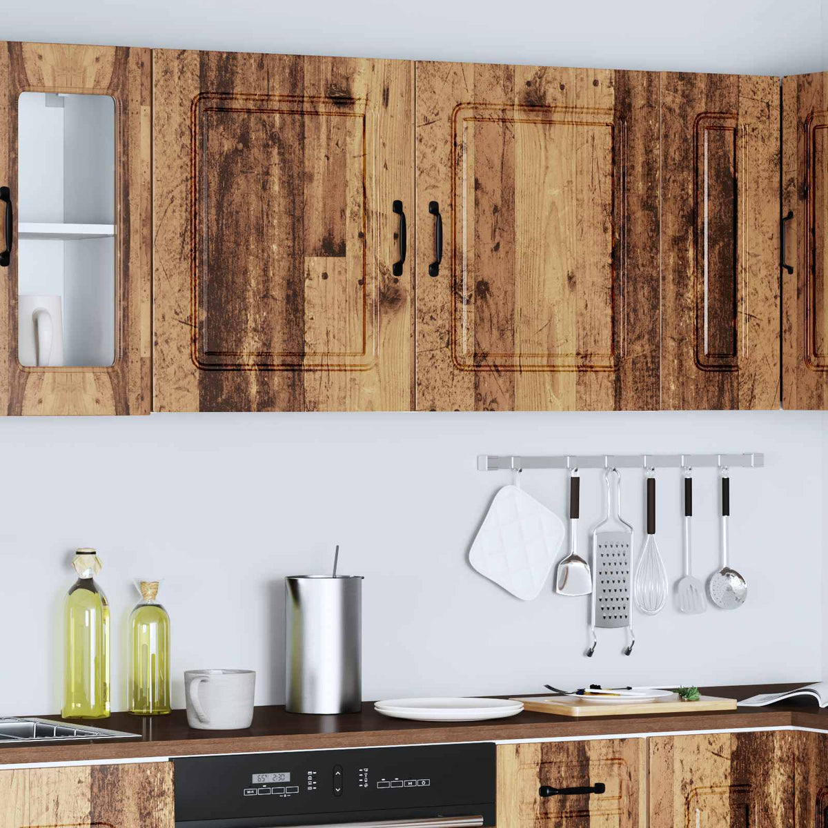 Kitchen Wall Cabinets 2 pcs Kalmar Old Wood Engineered Wood