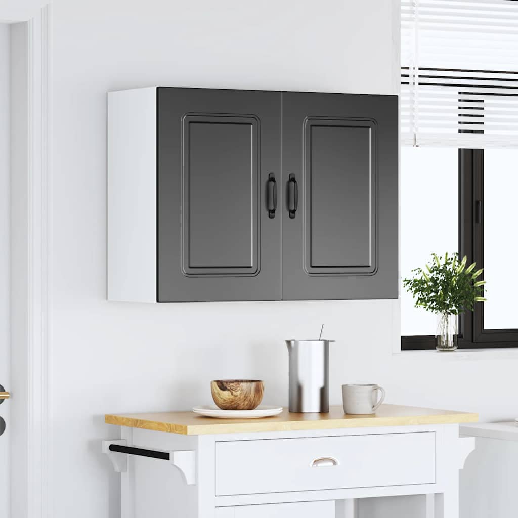 Kitchen Wall Cabinet "Kalmar" Black Engineered Wood