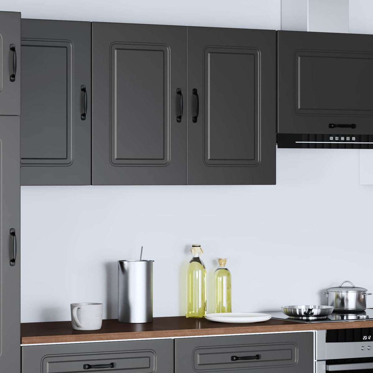 Kitchen Wall Cabinet "Kalmar" Black Engineered Wood