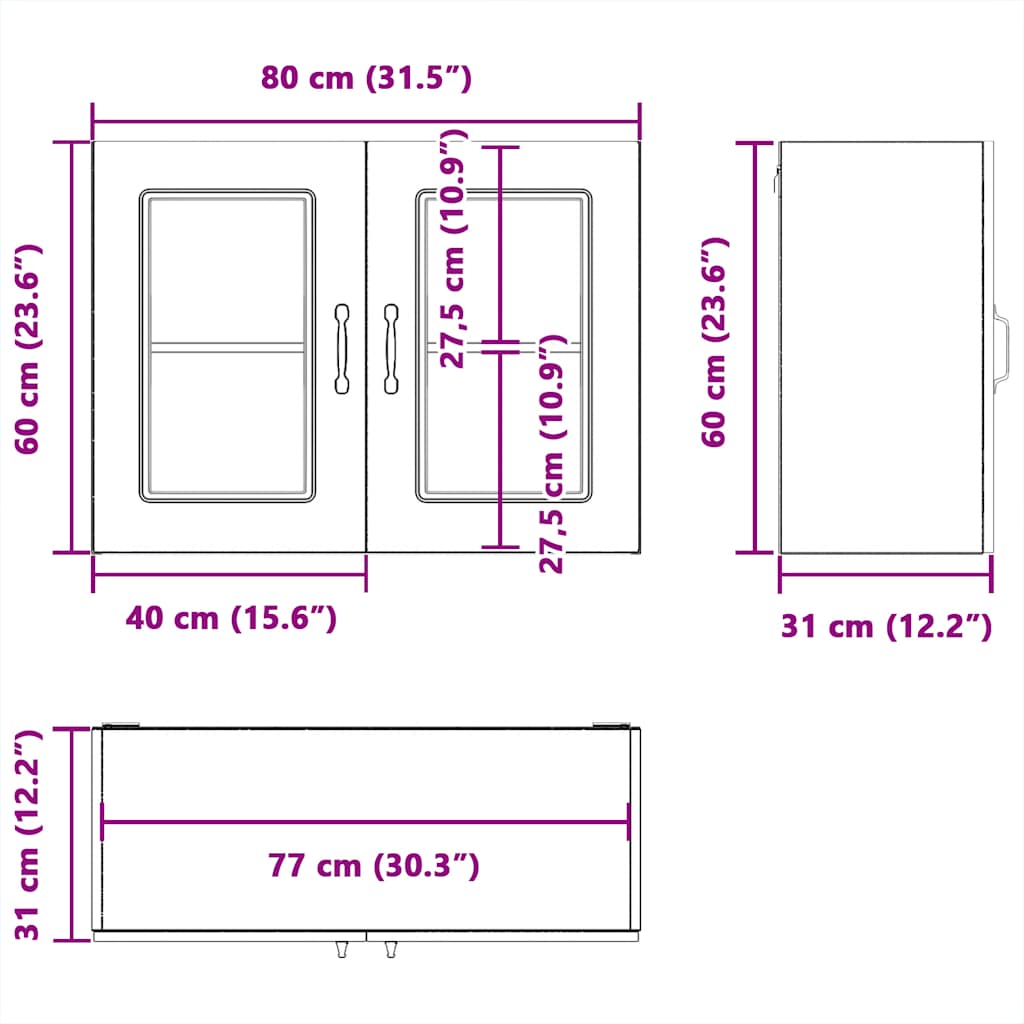 Kitchen Wall Cabinet with Glass Door Kalmar White Engineered Wood