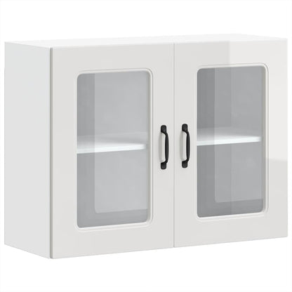 Kitchen Wall Cabinet with Glass Door "Kalmar" High Gloss White