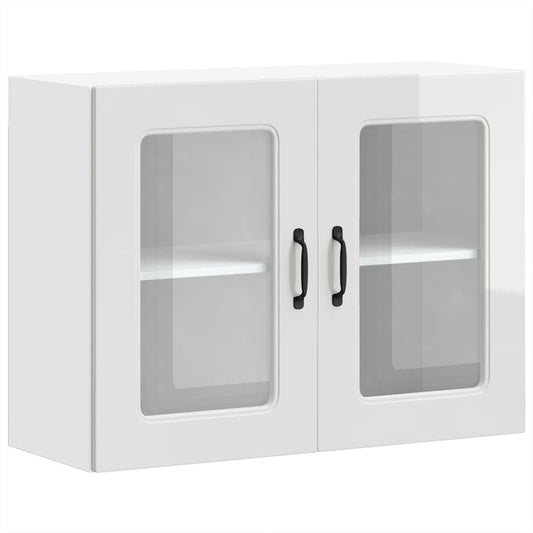 Kitchen Wall Cabinet with Glass Door "Kalmar" High Gloss White
